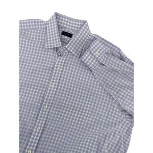 Proper Cloth Shirt 17.3 Purple White Mens Dress Long Sleeve Button Up‎ Checkered
